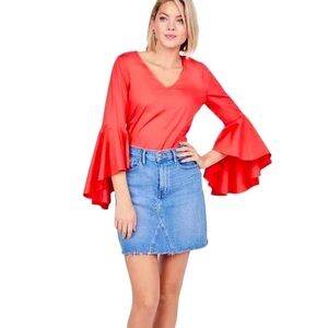 Olivia Culpo Tiered Bell Sleeve Blouse